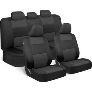 BDK PolyPro Car Seat Covers Full Set in Charcoal on Black Front and Rear Split Bench for Cars, Easy to Install Cover Set, Accessories Auto Trucks Van SUV