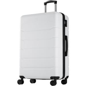 OLIXIS 28 Inch Luggage, Hardside Checked Suitcase with Spinner Wheels, Lightweight ABS Hard Shell Travel Luggage, TSA Approved Lock, Expandable Large Suitcase for Business & TravelWhite