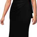 Hostoyo Plus Size Wrap Dress for Women Casual Black Dresses Soft Stretchy Knee-Length Sweetheart Neckline Work Party Wedding (Black), 4XL