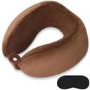 Travel Neck Pillow for Sleeping Soft Memory Foam Pillows Lightweight Breathable Airplane Pillow Support Head and Chin Perfect for Camping Train Car Office Rest Brown
