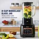 Oster Extreme Mix Blender, 64oz Glass Jar, 3 iBlend Preset Functions, 1600-Watts, 10-Point Blade Stack with Titanium Coating & 24oz Blend-N-Go Cup