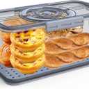 Bread Box with Lid and Handle,New Upgrade Time Recording Bread Storage Container for Kitchen Counter Airtight,Portable Bread Boxes for Homemade Breads, Toast, Bagel, Donut and Cookies(Grey), 12 x 6.1 x 6.2 inches