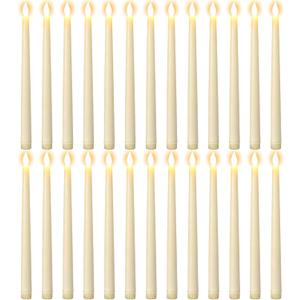 GenSwin 26 Pcs Flameless Taper Candles with 3D Wick, LED Taper Candles Battery Operated, Flameless Battery Candlesticks for Home Party Wedding Christmas Decor (Ivory, 0.78x10.8)