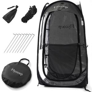 Sports Tent: Flycoop Portable Weather Pop Up Pod 1 Person to Provide Shelter from Wind Rain and Cold Weather Shelter for Outdoor Activities, Sports Events, Camping and Hiking (38.2*38.2*63 inch, Black)