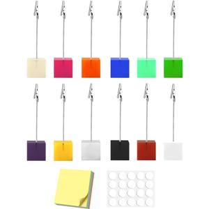 eZAKKA Table Number Holders, 12 pcs Rainbow Colors Photo Clip StandPlace Card Holders for TablePicture Holders for Memo Menu NoteMemory PhotoTable Number Stands for Office Home Wedding Christmas