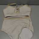 Herseas Women's Textured Bikini Sets O Ring Swimsuits Whip Stitch High Waisted Bathing Suits 2026 Summer Beach Wear (Beige, S)