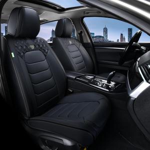 FLORICH Car Seat Covers, Leather Seat Covers, Front Seat Covers 2PCS,Waterproof Car Seat Protector, Auto Driver Seat Covers Accessories Fit for Most SUV Trucks(Black, Front Pair)