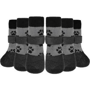 KOOLTAIL Anti Slip Dog Socks to Prevent Licking Paws for Hardwood Floors, Waterproof Dog Boots & Paw Protector Traction Shoes for Small Medium Large Senior Dogs Grey S (Small(Paw Width:1.7"-2"))