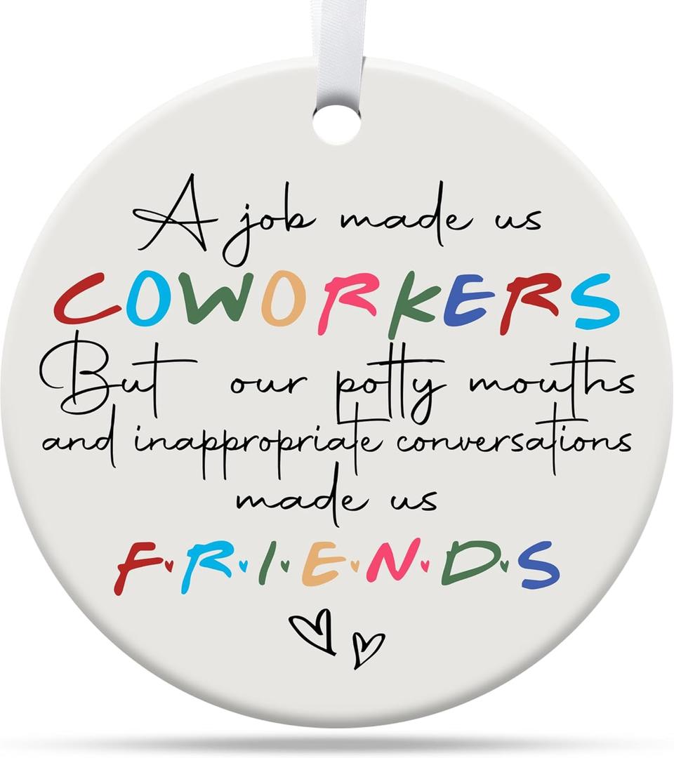 7 x Gifts for Coworkers, Funny Christmas Ornaments 2025, Best Friend, Work Bestie, Friendship, Coworker Leaving, Retirement Gifts Women Men Ceramic Ornament