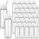 Maxcheck 30 Pieces Water Bottle Bulk 17 oz Plastic Sports Water Bottles Bulk with Handle Strap Lightweight Leakproof Drink Flip Top for Adults Fit Gym(Classic Style,White)