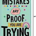 3 x Growth Mindset Mistakes Poster For Classroom Motivational Math Class Rules Oh Happy Day Decor Cool Wall Art Print Poster 16x24