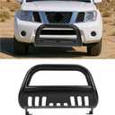 ECOTRIC 3" Bull Bar Compatible with 2005-2007 Pathfinder/ 2005-2015 Xterra/ 2005-2021 Nissan Frontier Push Bumper Grille Brush Guard (Black)