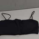 YEOREO Women's Spaghetti Strap Sports Bra Enidy Square Neck Yoga Wireless Low Impact Padded Seamless Cami Crop Top (Black)