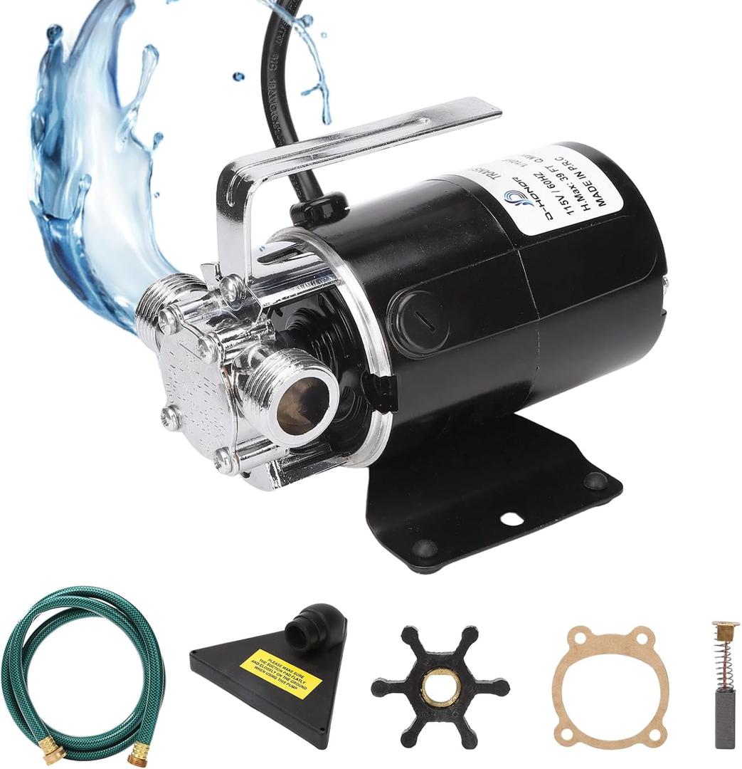 D-Honor Water Transfer Pump 115V 1/10 HP 330 Gallon Per Hour Portable Electric Utility Trash Pump with 6 feet Water Hose Kit, Transfer Water from Garden, Hot Tube, Ponds, Pool, Rain Barrel, Aquariums