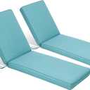 Aoodor 72" x 21" Patio Chaise Lounger Cushions, Fade-Resistant and Water-Resistant Olefin Fabric Slipcovers with Sponge Foam, Set of 2, Teal