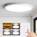 Matane 15.4in LED Flush Mount Ceiling Light Fixture with Night Light, 36W 3600LM 3000K/4000K/5000K Selectable, Low Profile Dimmable Ceiling Lights for Bedroom, Kitchen, Hallway, White