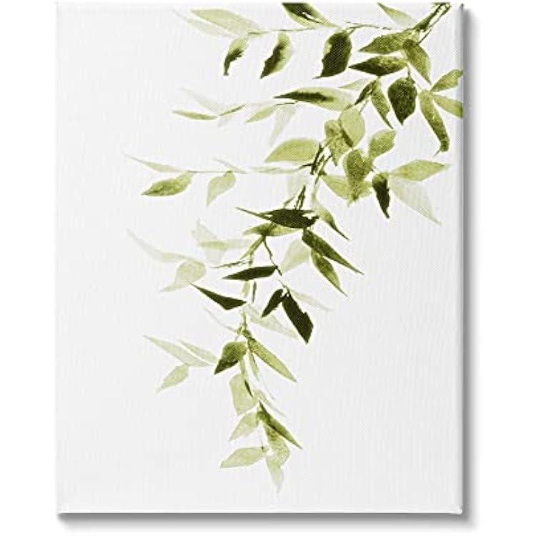 Stupell Industries Falling Green Vines Soft Watercolor Cascading Plant Leaves, Design by Lanie Loreth Canvas Wall Art, 36 x 48, White