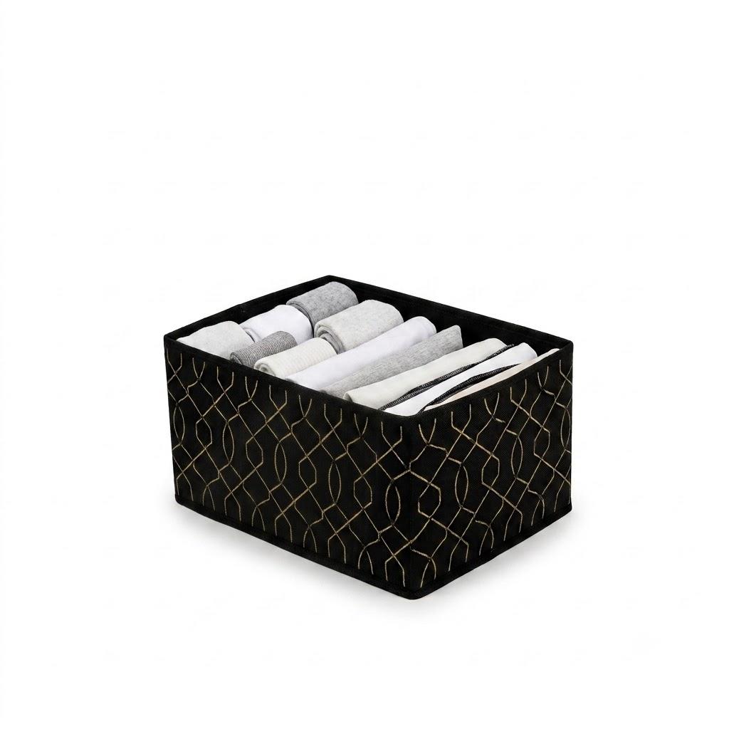 Alas Home Elegant Drawer Organizer, Black And White Geometric Pattern (36 x 23 x 19 cm)