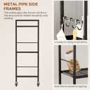 3-Tier Metal Storage Rack with Industrial Wheels,Mesh Shelving Unit with Wooden Table top,Adjustable Shelf,31.5-Inch Width, for Kitchen, Laundry,Pantry,Plant,Black