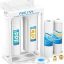 PAULINN External RV Dual Water Filters System, Lead-Free & BPA-Free Camper Water Filter with Brass Fittings & Mounting Bracket & Two Filters, Reduces Sediment, Chlorine, Bad Taste and Odors