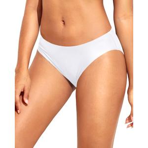 Tempt Me Women Strappy Bikini Bottom Full Coverage Bathing Suit Bottoms Swimsuit Bottom (X-Small, Solid White)