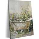 Floral Bathroom Canvas Wall Art bathroom pictures Wall Decor 16x24 Framed