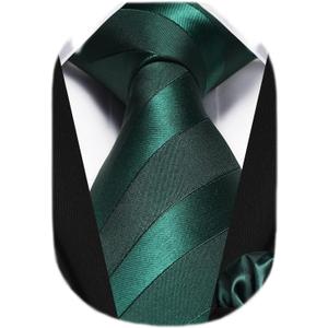 HISDERN Mens Tie Striped Ties and Handkerchief Set Business Formal Woven Pocket Square Wedding College Stripe Necktie