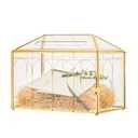 NCYP Glass Cards Box with Slot and Lock for Wedding - 12.6" x 5.9" x 9" Geometric Vintage Envelops Wishwell Card Holder - Tabletop Reception, Micro Wedding Decor, Gold (Glass Box Only)