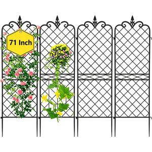 Amagabeli Garden Home 4 Pack Trellis for Climbing Plants Outdoor 72”x21” Heavy Duty Rustproof Wall Metal Decoration Large Trellis for Potted Plants Support Trellis for Roses Vegetable Black, 71"x20"