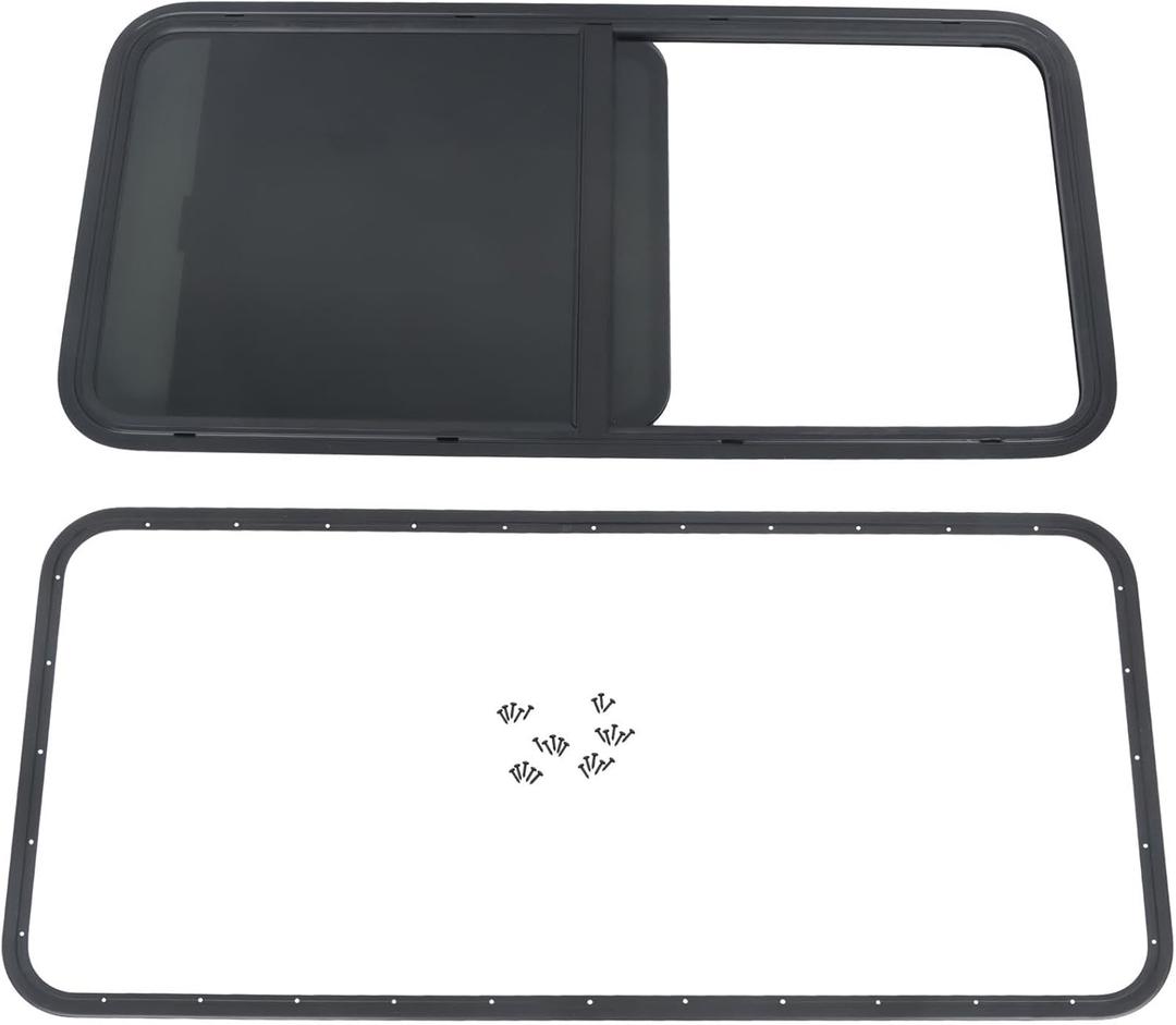 labwork 48inch W x 22inch H RV Horizontal Slide Window Suitable for Camper Cargo Trailer - Tempered Glass with Screen DOT Certified