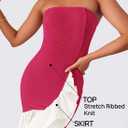 ZESICA Women's 2025 Summer Strapless Bodycon Maxi Dress Ribbed Sexy High Split Mermaid Prom Party Dresses (Pink, S)