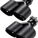 A-KARCK Carbon Fiber Exhaust Tip 2.5" Inlet to Dual 3.5" Outlet, High Temperature Resistance 9.8" Long Stainless Steel Tailpipe tip, Set of 2