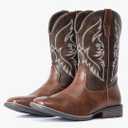 IUV Cowboy Boots For Men Square Toe Western Boot Durable Retro Classic Embroidered Pull On Boot Slip Resistant Country Boots. Size 11