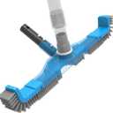 TidyMister 20" 2 in 1 Pool Brush Vacuum Head with Swivel Hose Connection & Sturdy Nylon Bristles for Heavy Duty Inground & Above- Ground Pool Cleaning - Connecting 1-1/4" or 1-1/2" Hose (No Pole)