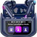 Wireless Earbuds, Bluetooth 5.4 Headphones with Multifunctional Touch Screen, 48H Bass Stereo Ear Buds with ANC/ENC Noise Cancelling/Transparency Mode, IPX7 Earphones with 5 EQ Modes, Dark Blue