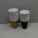50 Pack 16oz Plastic Party Cups - Black and Gold Disposable Plastic Cups Graduation Cup for Halloween Party Decoration, Weddings, Birthdays, Holiday Gatherings