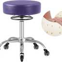 Rolling Stool with Wheels 400lbs Weight Capacity,Heavy Duty Lash Chair Adjustable for Tatoo Lab Massage Salon Spa Drafting Nail Teach, 360 Swivel, Leather, Thick Seat Padding (Purple)