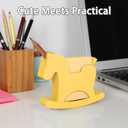 Li&Zhao Wobble Horse Sticky Note Holder Silicone Label Holder Stand, 2026 Year of the Horse Good Luck Stable Rocking Horse Design for Tabletop Organizer, Office Desk Accessory, Home Decoration(Yellow)