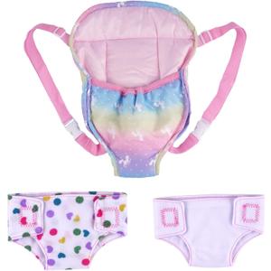 BABESIDE Baby Doll Accessories, Doll Carrier with 2 Doll Diapers  Baby Dolls Accessories Set for 12-15 Inch Dolls, Pretend Play Gift for Girls