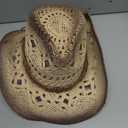 Pro Celia Men Women Cowgirl Straw Western Cowboy Hat (Brown Bead-Beige, One Size)