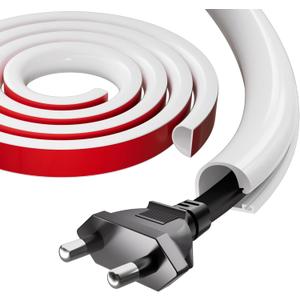 118" Silicone Cord Hider for Wall Mount TV,Self-Adhesive Cable Hider for 1 Cord(1/4" Diameter),Cable Management Under Desk,Cord Organizer,Cable Raceway Home & Office Trim,Cord Concealer Channel,White