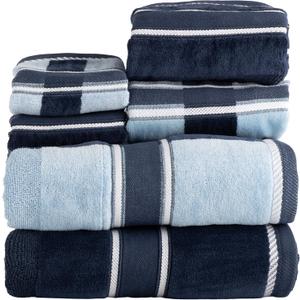Lavish Home 6 Piece Bathroom Towels Set - 525 GSM 100% Cotton Bathroom Accessories - 2 Bath Sheets, 2 Hand Cloths , and 2 Wash Cloths - Soft Towel Set for Shower, Gym, Dorm, and Spa (Navy)