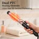 MegaWise Pro 1 1/4 inch Ceramic Barrel Hair Curling Iron, 60s PTC Fast Heating Tech, Anti-Scald Insulated Grip &Tip, Auto Shut Off and 360 Swivel Cord, 2 Clips and Heat-Resistant Glove Included