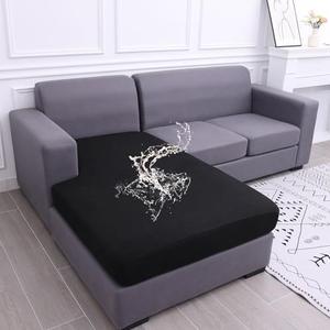 hyha Waterproof Sectional Couch Covers, Non Slip Sofa Couch Cushion Covers L Shape, Thick Stretch Jacquard Fabric, Washable Sofa Slipcovers with Elastic Bottom (1 Piece for Chaise, Black)