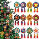 Syhood 24 Pcs Philippine Christmas Tree Parol Ornament Christmas Mini Parol Wooden Hanging Ornaments Philippine Gift Traditional Capiz Star Decor for Home Window Holiday Xmas Tree (Classic)