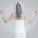 BEAUTELICATE Wedding Bridal Veil with Comb 1 Tier Cut Edge Fingertip&Cathedral Length, Light Ivory, Elbow Length 28"