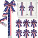 AnyDesign 6Pcs Patriotic Cabinet Bows 4th of July Kitchen Window Decor American Flag Star Striped Ribbon Bow with Hook & Loop Closure for 250th Anniversary Independence Day Memorial Day Party Supplies