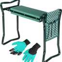 Abco Tech Garden Stool & Kneeler - Kneeler & Stool for Gardening, Foldable Garden Seat for Storage, Garden Kneelers for Seniors, Great Gardening Gifts for Women, Bench Comes with Tool Pouch & Gloves (Green)