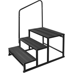 RV Steps with Handrail for Both Sides, 3 Step Stool with Handle for Elderly w/Wide Platform & Anti-Slip Mats, Portable Stairs for Hot Tub/Camper/Mobile Home/Porch/SPA Pool/Pet Stairs