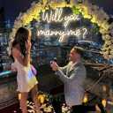 Will You Marry Me Neon Sign Large for Wall Decor, 44.5" Two-piece Free Combination Will You Marry Me ED Sign with Remote Control, Light Up Sign for Proposal Wedding Decorations, Warm Whtie
